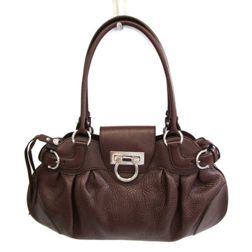 SALVATORE FERRAGAMO Gancini AU-21 6317 Women's Leather Handbag,Shoulder Bag Dark Brown