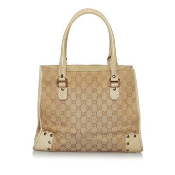 Gucci GG Canvas Handbag Beige Leather Ladies GUCCI