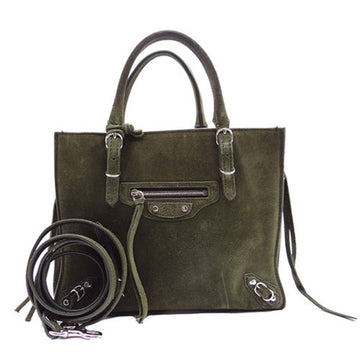 BALENCIAGA Bag Women's Handbag Shoulder 2way Suede Paper Khaki