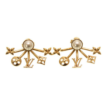 LOUIS VUITTON Earrings Cruiser M00601 Fake Pearl Gold 0101