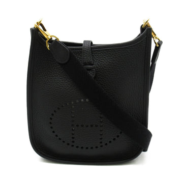 HERMES Evelyn TPM Black Shoulder Bag Black Noir Black Taurillon Clemence leather