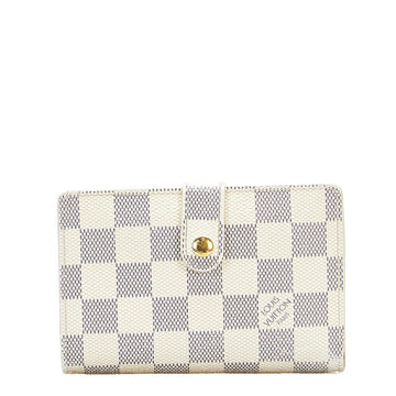 LOUIS VUITTON Damier Azur Portefeuille Viennois Bifold Wallet N61676 White PVC Leather Women's