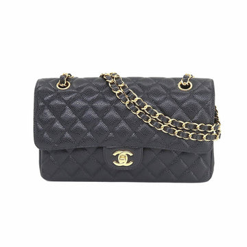 CHANEL matelasse 25 chain shoulder bag caviar skin black A01112 gold metal fittings Matelasse Bag