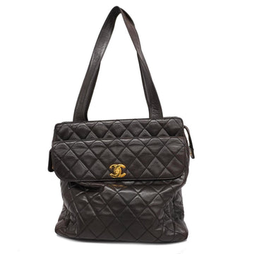 CHANEL Shoulder Bag Matelasse Lambskin Black Gold Hardware Women's