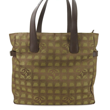 CHANEL tote bag GM New Line No. 7 Jacquard Nylon Leather Coco Mark Khaki Ladies new travel line Tote Bag coco khaki