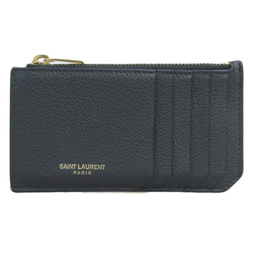 SAINT LAURENT leather fragment case coin green