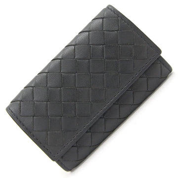 Bottega Veneta Coin Case Intrecciato 130758 Dark Gray Leather Wallet Mini Men's BOTTEGA VENETA
