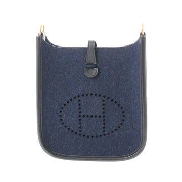 HERMES Evelyn TPM Blue Nui Black Y Engraved [around 2020] Women's Felt Swift Shoulder Bag