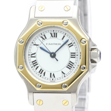Polished CARTIER Santos Octagon 18K Gold Steel Automatic Ladies Watch BF552399
