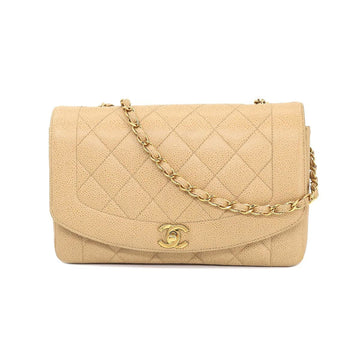 CHANEL Diana 25 matelasse chain shoulder bag caviar skin beige A01165 vintage Matelasse Bag