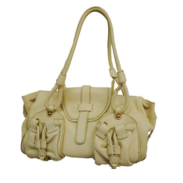 SALVATORE FERRAGAMOAuth  Gancini Leather Handbag,Shoulder Bag Ivory