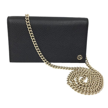 Gucci chain wallet bi-fold leather black 466506