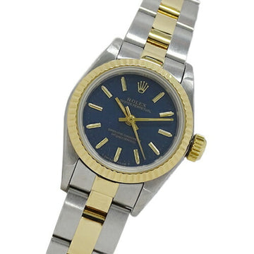 ROLEX Oyster Perpetual 67193 X Watch Ladies Automatic Winding AT Stainless Steel SS Gold YG Two Tone Blue Polished
