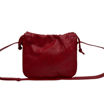 LOEWE Anagram Logo Nappa Leather Genuine Drawstring Mini Shoulder Bag Pochette Sacoche Red