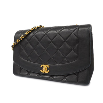 Chanel Matelasse Diana Flap Single Chain Women's Leather Shoulder Bag Black