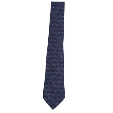 BOTTEGA VENETA necktie intrecciato design silk cotton men's navy