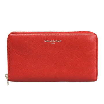 BALENCIAGA Leather Round Long Wallet 519641 Red Women's