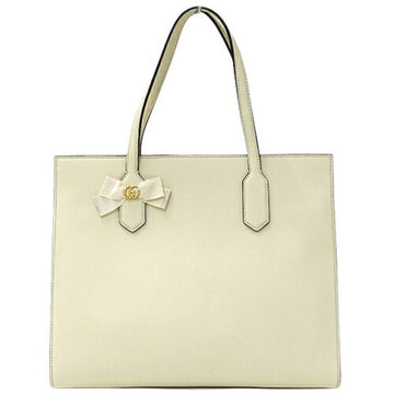 GUCCI Bag Women's Tote Shoulder Petit Marmont Leather White 440055 Limited Edition Ribbon Ivory