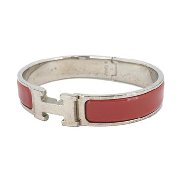 HERMES Bracelet Click Crack PM Metal Material Silver Red Ladies