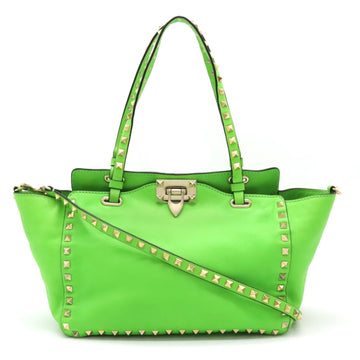 VALENTINO GARAVANI Garavani Rockstud Handbag Shoulder Leather Neon Green