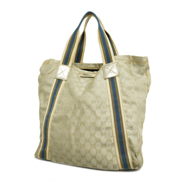 GUCCIAuth  189669 Women's GG Canvas Tote Bag Silver