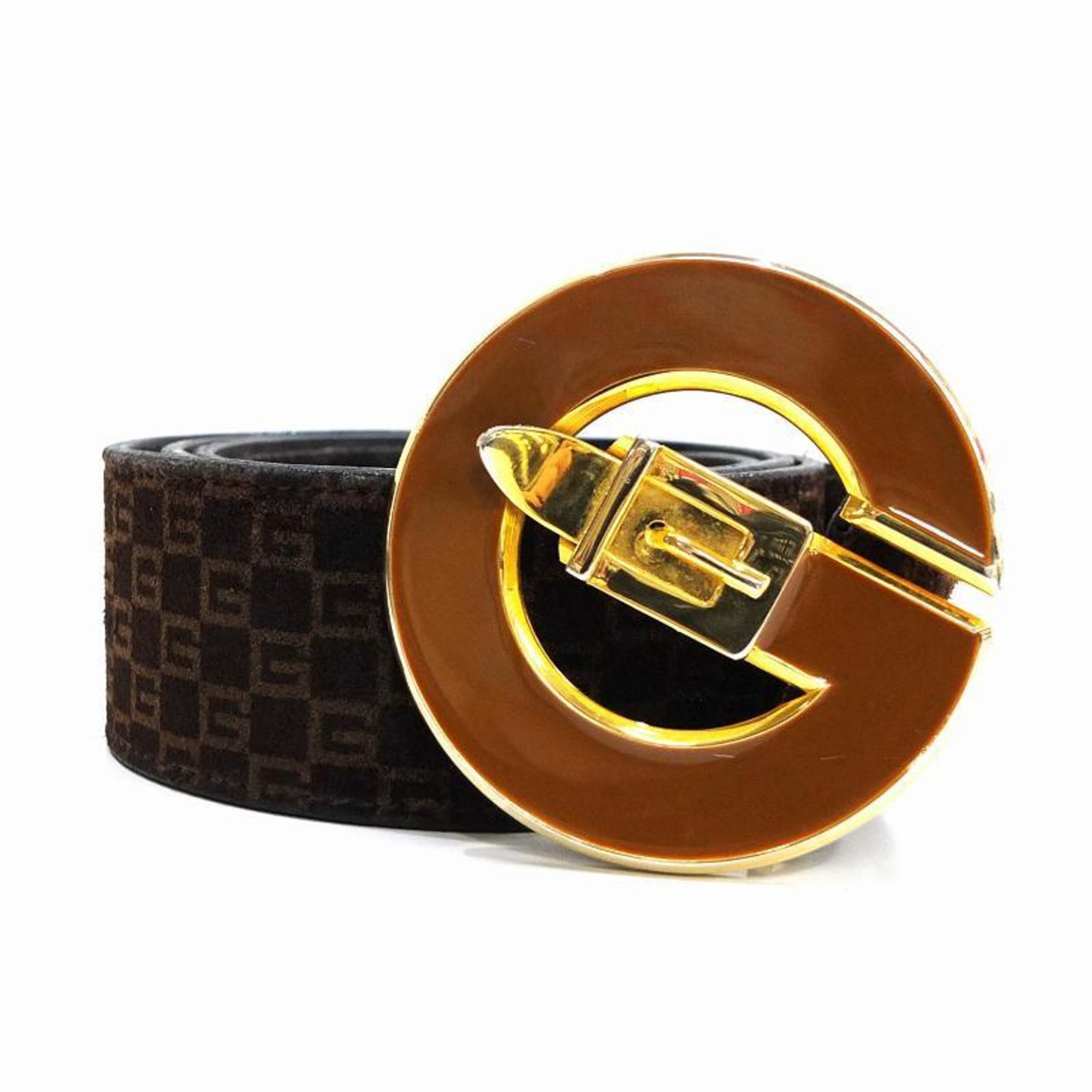 GUCCI Belt Women s Old 75 Size Brown G Buckle Enamel Fashion Leather