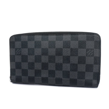 LOUIS VUITTONAuth  Damier Graphite Zippy Organizer N63077 Men's Long Wallet