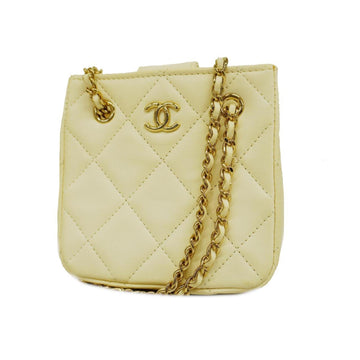 CHANEL Shoulder Bag Matelasse Chain Lambskin White Gold Hardware Women's