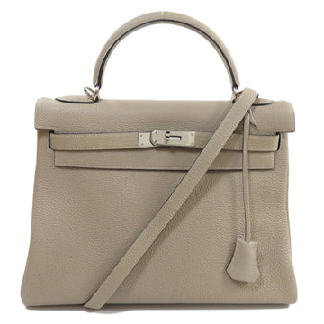 HERMES Kelly 32 Beige Handbag Calf Women's