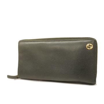 GUCCIAuth  Interlocking G Gold Hardware 309705 Women's Leather Long Wallet [bi-fold] Black