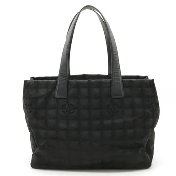 Chanel New Line Tote MM Bag Shoulder Nylon Jacquard Leather Black A15991