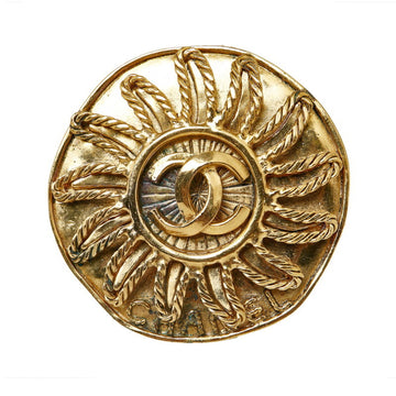 CHANEL Cocomark Sun Motif Brooch Gold Plated Ladies