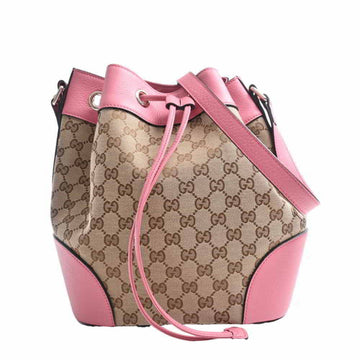 GUCCI GG Canvas Leather Shoulder Bag 381597 Beige Pink