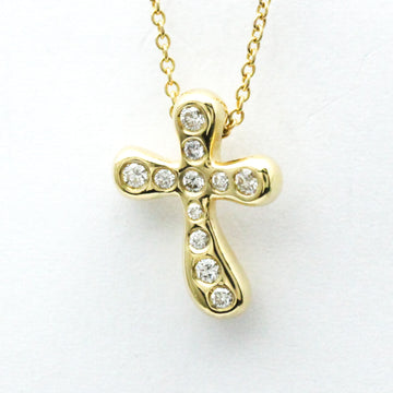 TIFFANY Dots Cross Diamond Yellow Gold [18K] Diamond Men,Women Fashion Pendant Necklace [Gold]