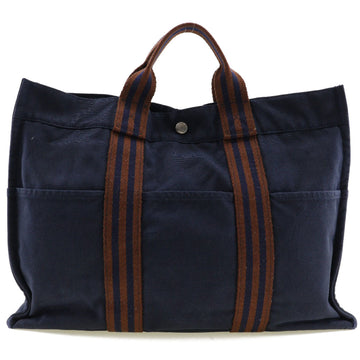 HERMES Fool Tote MM Handbag Cotton Navy Unisex