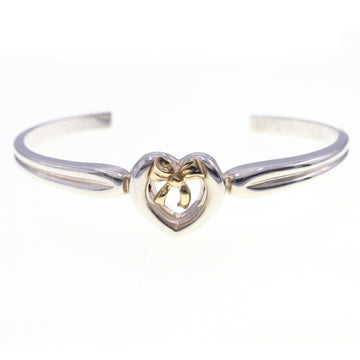 TIFFANY Bangle Heart Ribbon SV Sterling Silver 925 YG Yellow Gold Combination Bracelet Ladies &Co