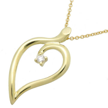TIFFANY Heart Leaf 1P Diamond Women's Necklace 750 Yellow Gold