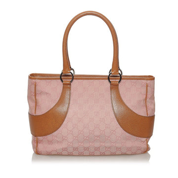 Gucci GG Canvas Handbag 113011 Pink Brown Leather Ladies GUCCI