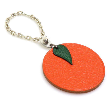 HERMES Charm Fruit Motif Orange Leather/Metal Orange/Silver Unisex