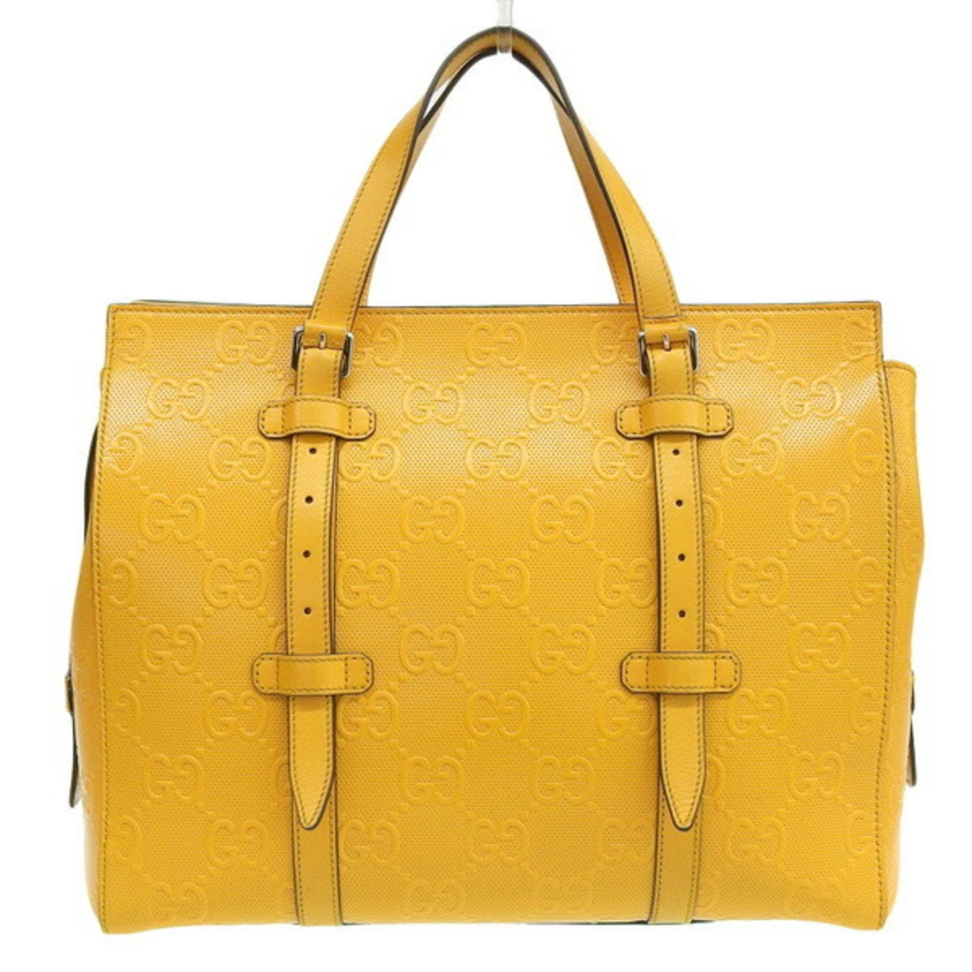 Gucci GG embossed leather tote bag 625774 yellow