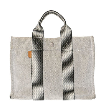 HERMES New Fool Toe PM Handbag Gray Silver Hardware Unisex Canvas Tote Bag