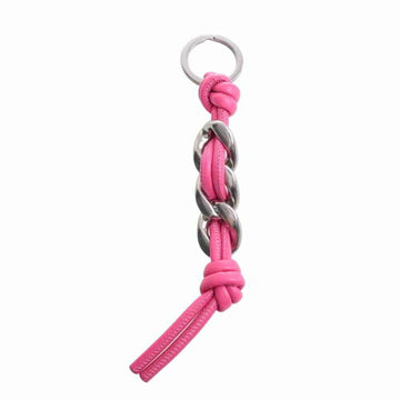 BOTTEGA VENETA Leather Key Ring Holder Pink Ladies