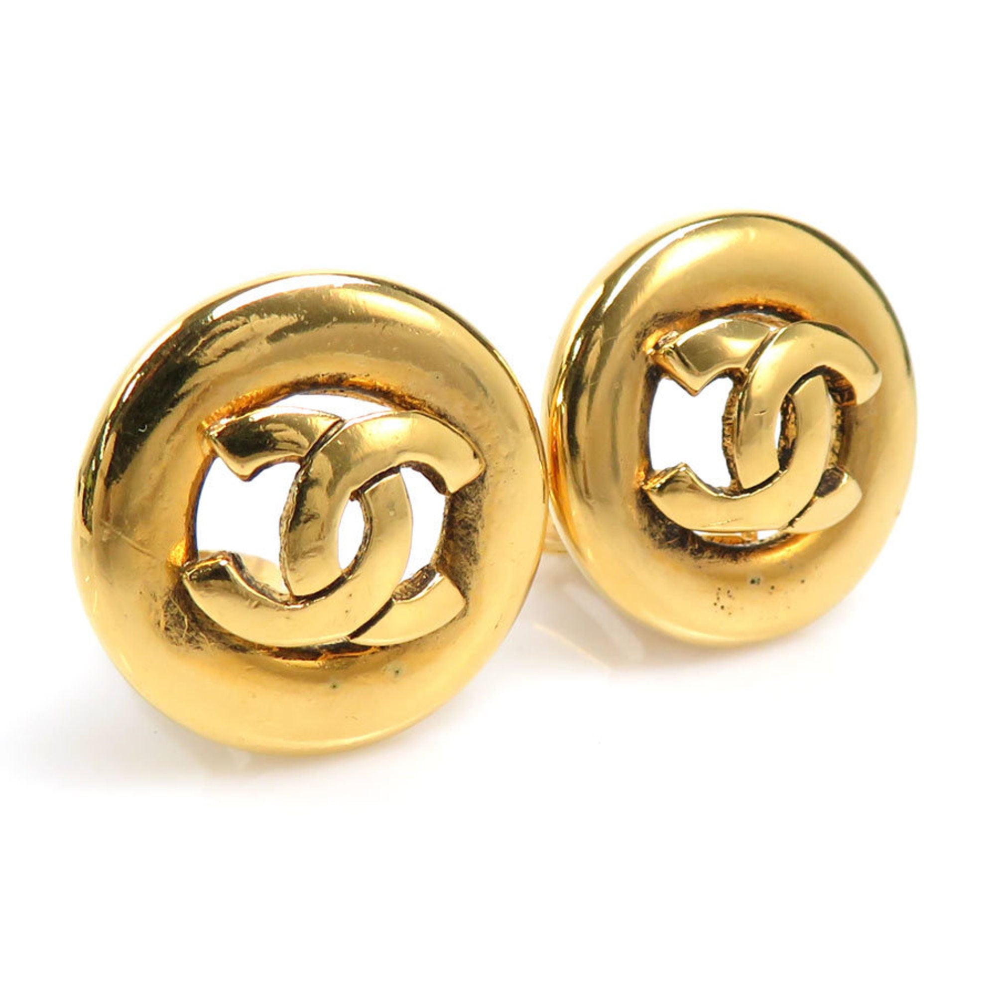 Double C Ladies Plain Earrings Real 925 Silver 14k Yellow/Rose Gold Chanel