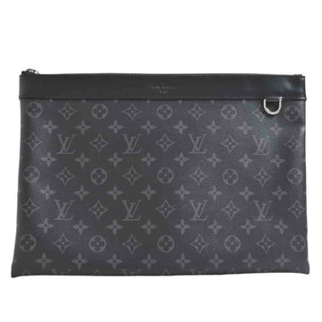 Louis Vuitton Eclipse Pochette Discovery Clutch Bag Black PVC Leather