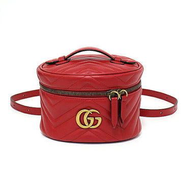 Gucci GG Marmont Mini Backpack 598594 Red Quilted Leather Double G Vanity