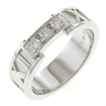 TIFFANY&Co. Atlas Ring No. 7.5 18K K18 White Gold Diamond Women's