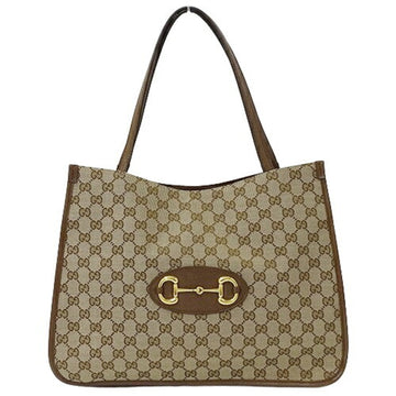 GUCCI Bag Women's Brand Tote Horsebit GG Canvas Brown Beige 623694