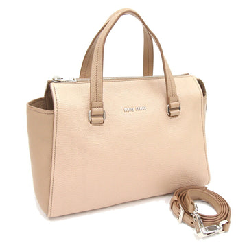 MIU MIU Miu Handbag 5BB006 Beige Leather Ladies Shoulder Bag Madras miumiu