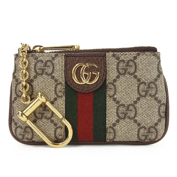 GUCCI Coin Case Key 671722 GG Supreme Offdia Sherry Beige Brown Leather Accessories Ladies coin Gold