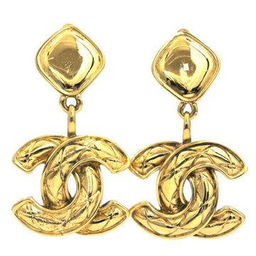 Chanel Earrings Gold Matrasse GP CHANEL Coco Mark Swing Ladies Clip Type